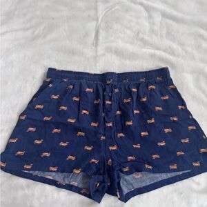 PINK Victoria's Secret Navy Boxer Shorts with Pink Dog Print
